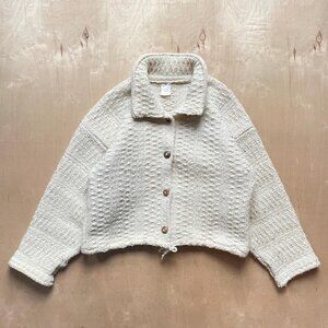 Vintage 90s Cream Wool Blend Button Up Cardigan Jacket / Size Women's Medium